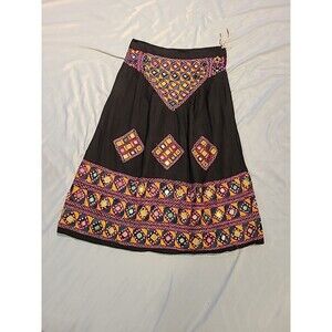 Vintage Traditional Banjara Mirror Indian Skirt Hand-Embroidered Drawstring S-XL